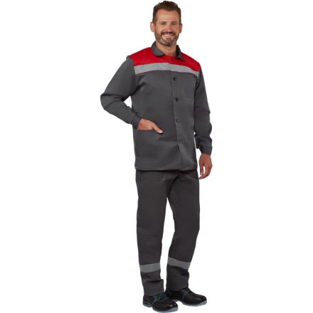 Костюм рабочий летний муж. л16-КБР с СОП сер/крас (р.64-66) 170-176 Костюм рабочий летний муж. л16-КБР с СОП сер/крас (р.64-66) 170-176