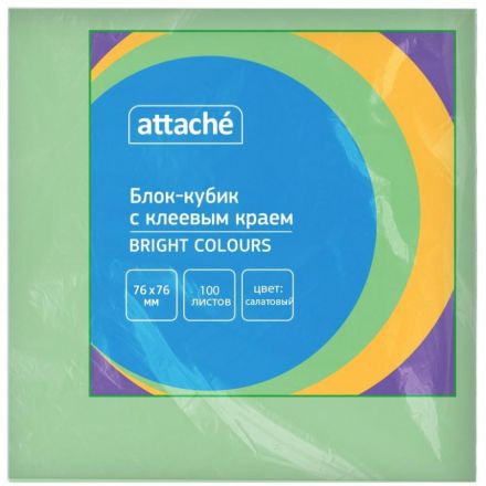 Стикеры ATTACHE Bright colours с клеев.краем 76х76 салатовый 100л Стикеры ATTACHE Bright colours с клеев.краем 76х76 салатовый 100л