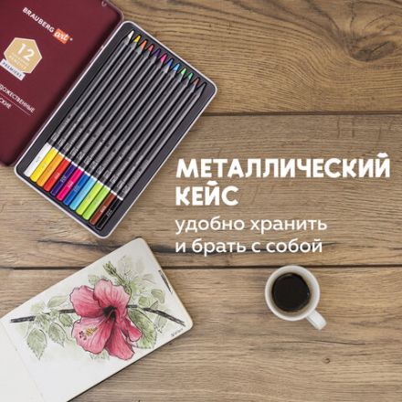 Карандаши художественные цветные BRAUBERG ART PREMIERE, 12 цветов, МЯГКИЙ грифель 4 мм, металл, 181540 Карандаши художественные цветные BRAUBERG ART PREMIERE, 12 цветов, МЯГКИЙ грифель 4 мм, металл, 181540