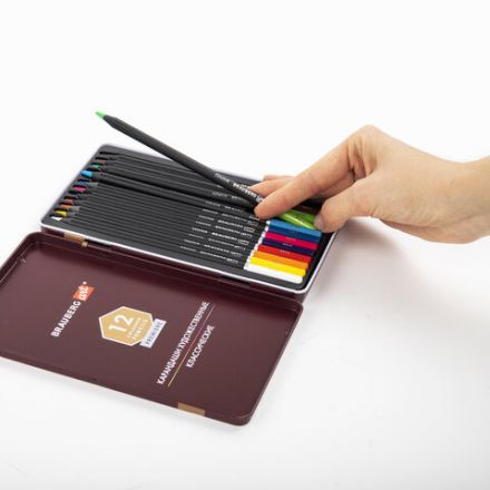 Карандаши художественные цветные BRAUBERG ART PREMIERE, 12 цветов, МЯГКИЙ грифель 4 мм, металл, 181540 Карандаши художественные цветные BRAUBERG ART PREMIERE, 12 цветов, МЯГКИЙ грифель 4 мм, металл, 181540