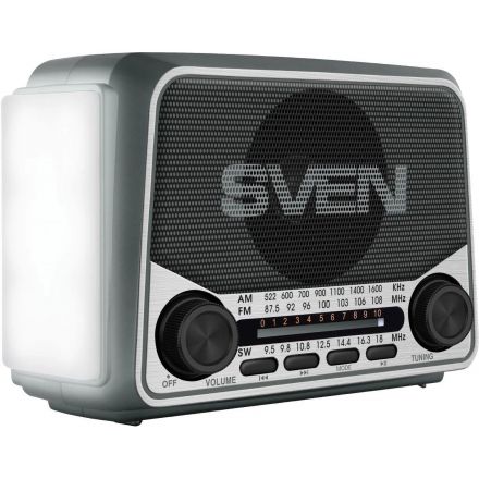 Радиоприемник Sven SRP-150, серый, BT/FM/AM/SW/USB/microSD, фонарь, аккум