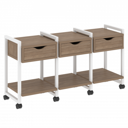 Loft Тумба на колесных опорах наборная. Вариант №4 VR.L-TN-4.K Дуб аризона/Белый металл 1440*460*767