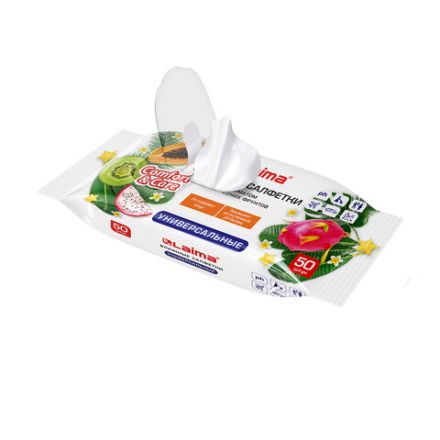 Салфетки влажные 50 шт., УНИВЕРСАЛЬНЫЕ, очищающие для всей семьи, тропические фрукты, LAIMA, 128076 Салфетки влажные 50 шт., УНИВЕРСАЛЬНЫЕ, очищающие для всей семьи, тропические фрукты, LAIMA, 128076