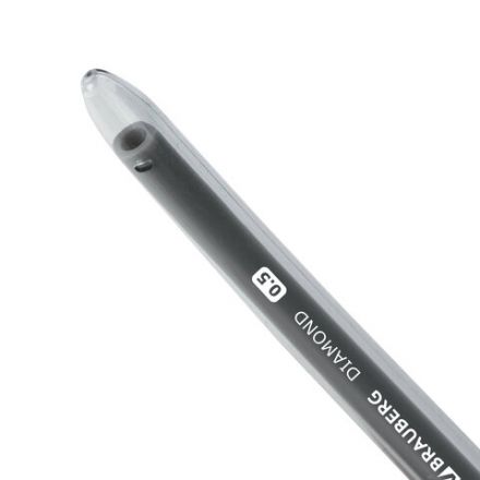 Ручка гелевая BRAUBERG DIAMOND, ЧЕРНАЯ, игольчатый узел 0,5 мм, линия письма 0,25 мм, 143379