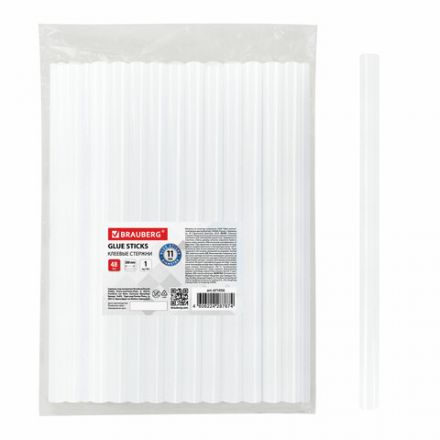 Клеевые стержни, диаметр 11 мм, длина 200 мм, прозрачные, 1 кг (48 штук) BRAUBERG, 671056 Клеевые стержни, диаметр 11 мм, длина 200 мм, прозрачные, 1 кг (48 штук) BRAUBERG, 671056