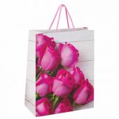 Пакет подарочный 26x12,7x32,4 см, ЗОЛОТАЯ СКАЗКА "Розовые розы", ламинированный, 606582