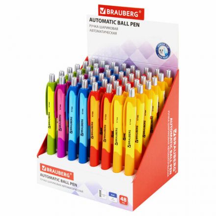 Ручка шариковая автоматическая с грипом BRAUBERG "Juicy", СИНЯЯ, корпус ассорти, узел 0,7 мм, линия письма 0,35 мм, 141546 Ручка шариковая автоматическая с грипом BRAUBERG "Juicy", СИНЯЯ, корпус ассорти, узел 0,7 мм, линия письма 0,35 мм, 141546