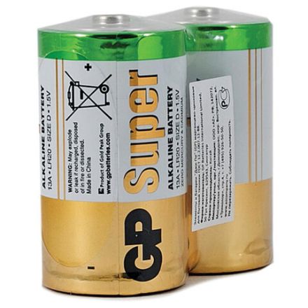 Батарейки КОМПЛЕКТ 2 шт., GP Super G-Tech, D (LR20, 13А), алкалиновые, в пленке, 13A-OS2 Батарейки КОМПЛЕКТ 2 шт., GP Super G-Tech, D (LR20, 13А), алкалиновые, в пленке, 13A-OS2