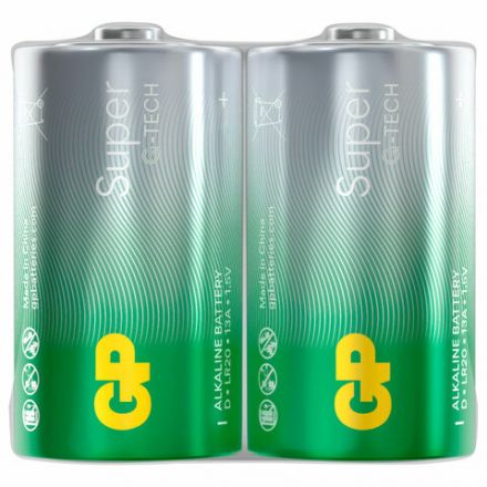 Батарейки КОМПЛЕКТ 2 шт., GP Super G-Tech, D (LR20, 13А), алкалиновые, в пленке, 13A-OS2 Батарейки КОМПЛЕКТ 2 шт., GP Super G-Tech, D (LR20, 13А), алкалиновые, в пленке, 13A-OS2