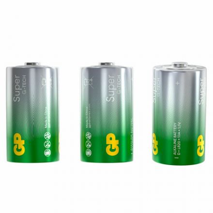 Батарейки КОМПЛЕКТ 2 шт., GP Super G-Tech, D (LR20, 13А), алкалиновые, в пленке, 13A-OS2 Батарейки КОМПЛЕКТ 2 шт., GP Super G-Tech, D (LR20, 13А), алкалиновые, в пленке, 13A-OS2