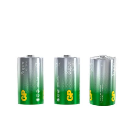 Батарейки КОМПЛЕКТ 2 шт., GP Super G-Tech, D (LR20, 13А), алкалиновые, в пленке, 13A-OS2