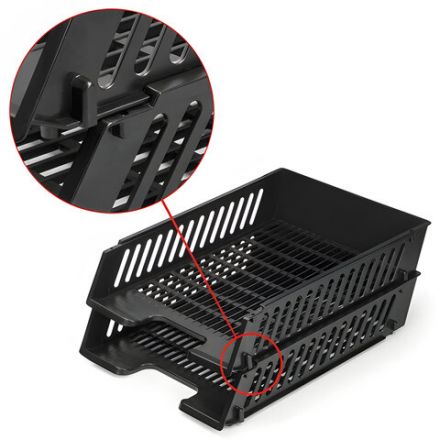 Лоток горизонтальный для бумаг BRAUBERG-MAXI, с пазами, А4 (358х272х69 мм), сетчатый, черный, 231141