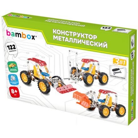 Конструктор металлический "Техника 3в1", с подвижными деталями, 122 элемента, BAMBOX, 666366