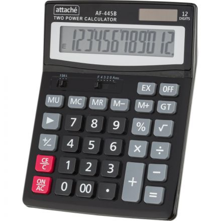 Калькулятор настольный ПОЛНОРАЗМЕРНЫЙ Attache AF-445B,12р,дв.пит,черный Калькулятор настольный ПОЛНОРАЗМЕРНЫЙ Attache AF-445B,12р,дв.пит,черный