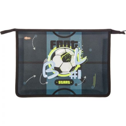 Папка для тетрадей №1School Football синий,А4,молн.,пласт.,ПТ-813