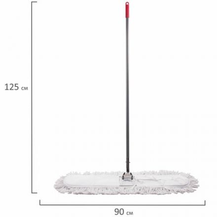 Швабра-рамка 90 см, стальной черенок 125 см, цельный держатель, МОП с завязками, хлопок, LAIMA, 603603 Швабра-рамка 90 см, стальной черенок 125 см, цельный держатель, МОП с завязками, хлопок, LAIMA, 603603