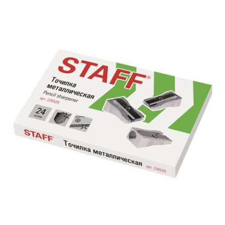 Точилка STAFF "Basic" PS-529, металлическая клиновидная, в картонной коробке, 226529 Точилка STAFF "Basic" PS-529, металлическая клиновидная, в картонной коробке, 226529