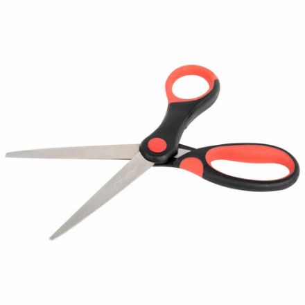 Ножницы BRAUBERG "Office", 160 мм, красно-черные, прорезиненные ручки, 2-х сторонняя заточка, 231564