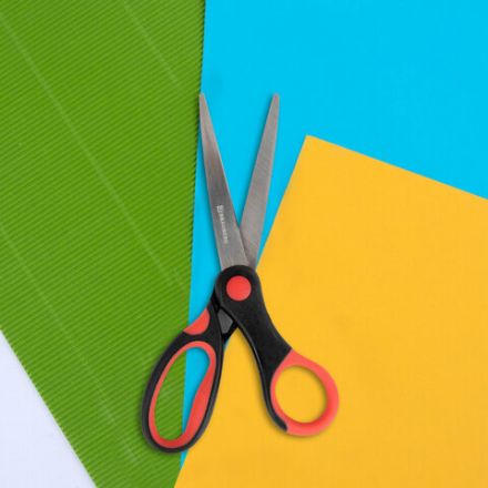 Ножницы BRAUBERG "Office", 160 мм, красно-черные, прорезиненные ручки, 2-х сторонняя заточка, 231564