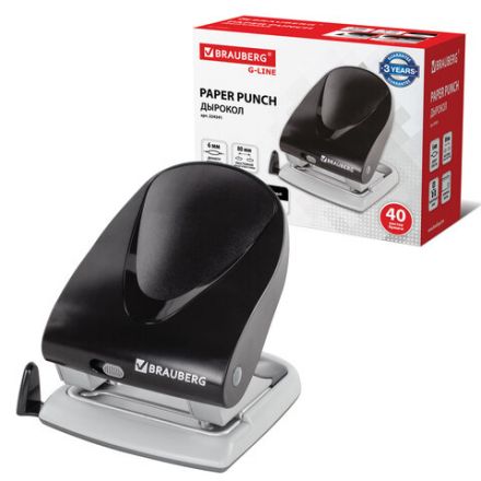 Дырокол BRAUBERG "Jet", до 40 листов, черный, 224341 Дырокол BRAUBERG "Jet", до 40 листов, черный, 224341