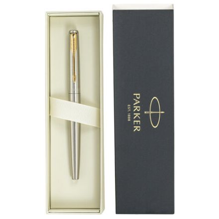 Ручка перьевая PARKER "Jotter Core Stainless Steel GT", ежедневник А5 черный, пакет, 880902