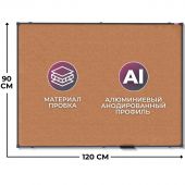 Доска пробковая 90х120 Attache BlackFrame черная рама