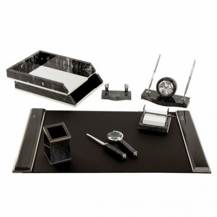 Набор настольный GALANT из мрамора, 8 предметов, черный мрамор/серебристые металлические детали, 231192 Набор настольный GALANT из мрамора, 8 предметов, черный мрамор/серебристые металлические детали, 231192