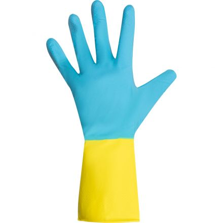 Перчатки хозяйственные Gloves Lux BICOLOR сине-желтые р.M