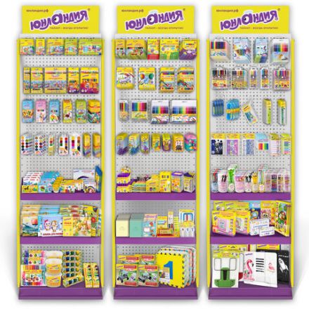 Стойка для размещения товара напольная ЮНЛАНДИЯ, 2050x600x500 мм, 25 крючков, 3 полки, металл, 504879 Стойка для размещения товара напольная ЮНЛАНДИЯ, 2050x600x500 мм, 25 крючков, 3 полки, металл, 504879