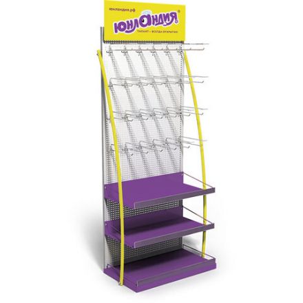 Стойка для размещения товара напольная ЮНЛАНДИЯ, 2050x600x500 мм, 25 крючков, 3 полки, металл, 504879 Стойка для размещения товара напольная ЮНЛАНДИЯ, 2050x600x500 мм, 25 крючков, 3 полки, металл, 504879