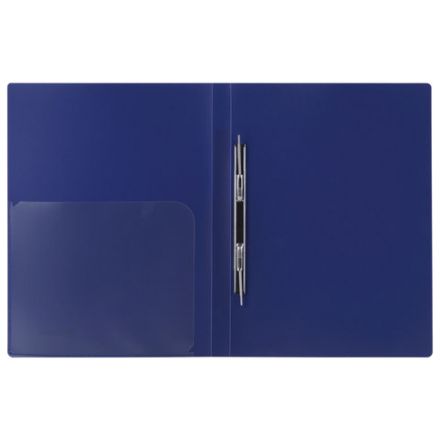 Папка с металлическим скоросшивателем и внутренним карманом BRAUBERG "Диагональ", темно-синяя, до 100 листов, 0,6 мм, 221352