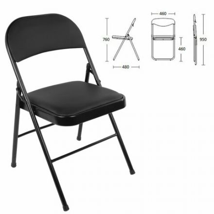 Стул складной BRABIX "Golf Plus CF-003 Комфорт", черный каркас, кожзам черный, 531566 Стул складной BRABIX "Golf Plus CF-003 Комфорт", черный каркас, кожзам черный, 531566