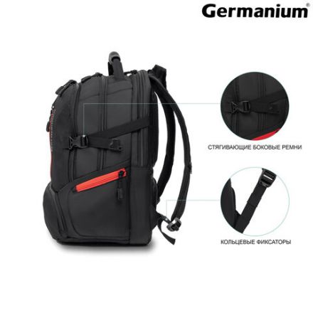Рюкзак GERMANIUM "S-03" универсальный, с отделением для ноутбука, увеличенный объем, черный, 46х32х26 см, 226949