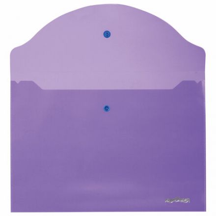 Папка-конверт с кнопкой ЮНЛАНДИЯ, А4, до 100 листов, прозрачная, фиолетовая, 0,18 мм, 228669 Папка-конверт с кнопкой ЮНЛАНДИЯ, А4, до 100 листов, прозрачная, фиолетовая, 0,18 мм, 228669