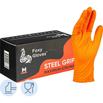 Перчатки одноразовые нитрил Steel Grip цв.оранжевый (50 пар/уп)р.М,ПС Перчатки одноразовые нитрил Steel Grip цв.оранжевый (50 пар/уп)р.М,ПС