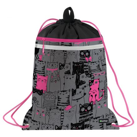 Мешок для обуви 1 отделение Berlingo "Happy Cats", 360*460мм, вентиляционная сеточка , светоотражающая лента, карман на молнии Мешок для обуви 1 отделение Berlingo "Happy Cats", 360*460мм, вентиляционная сеточка , светоотражающая лента, карман на молнии