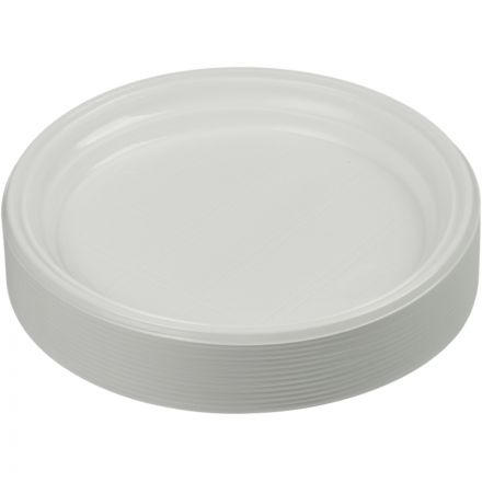 Тарелка одноразовая d-205мм, белая, бюджет, КОМУС ПС 100шт/уп