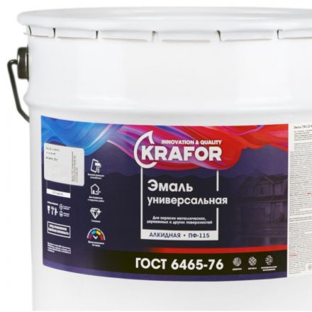 Эмаль ПФ-115 универсальная , алкидная, Krafor, 20 кг, голубая №1 Эмаль ПФ-115 универсальная , алкидная, Krafor, 20 кг, голубая №1