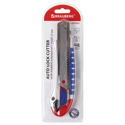 Нож универсальный мощный 25 мм BRAUBERG "Professional", металлический корпус, 237448 Нож универсальный мощный 25 мм BRAUBERG "Professional", металлический корпус, 237448