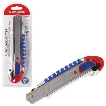 Нож универсальный мощный 25 мм BRAUBERG "Professional", металлический корпус, 237448 Нож универсальный мощный 25 мм BRAUBERG "Professional", металлический корпус, 237448