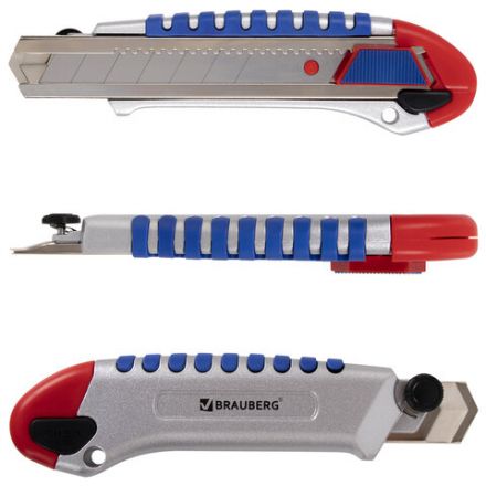 Нож универсальный мощный 25 мм BRAUBERG "Professional", металлический корпус, 237448 Нож универсальный мощный 25 мм BRAUBERG "Professional", металлический корпус, 237448