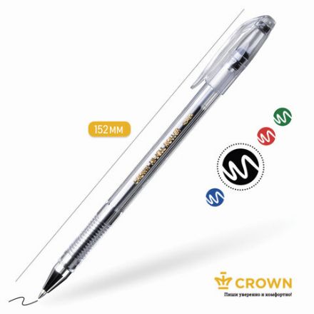 Ручка гелевая CROWN "Hi-Jell", ЧЕРНАЯ, корпус прозрачный, узел 0,5 мм, линия письма 0,35 мм, HJR-500B Ручка гелевая CROWN "Hi-Jell", ЧЕРНАЯ, корпус прозрачный, узел 0,5 мм, линия письма 0,35 мм, HJR-500B