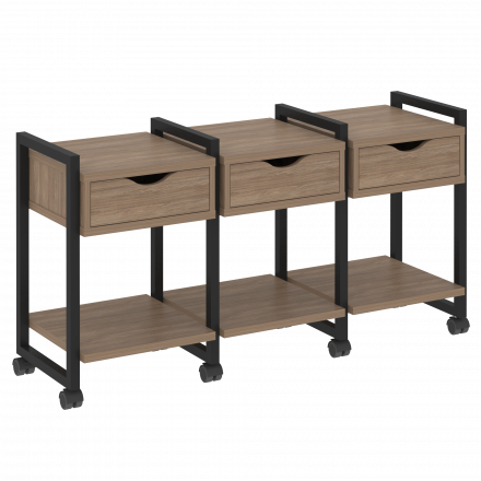 Loft Тумба на колесных опорах наборная. Вариант №4 VR.L-TN-4.K Дуб аризона/Чёрный металл 1440*460*767