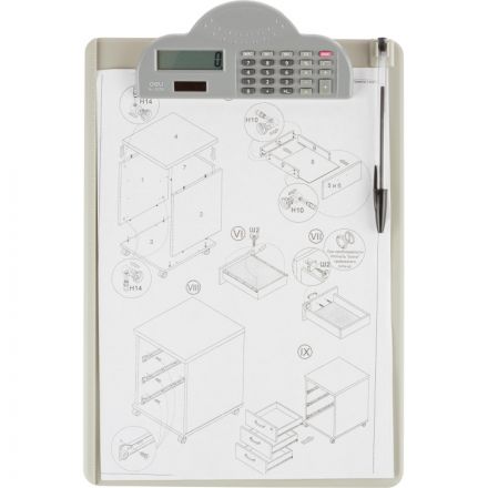 Папка-планшет с калькулятором Deli, А4, серый, E9259 Папка-планшет с калькулятором Deli, А4, серый, E9259