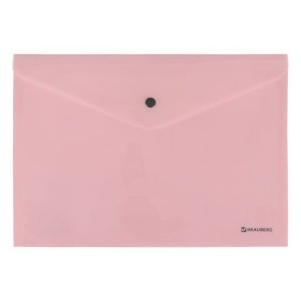 Папка-конверт с кнопкой BRAUBERG "Pastel", А4, до 100 листов, непрозрачная, персиковая, 0,18 мм, 270476 Папка-конверт с кнопкой BRAUBERG "Pastel", А4, до 100 листов, непрозрачная, персиковая, 0,18 мм, 270476