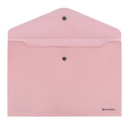 Папка-конверт с кнопкой BRAUBERG "Pastel", А4, до 100 листов, непрозрачная, персиковая, 0,18 мм, 270476 Папка-конверт с кнопкой BRAUBERG "Pastel", А4, до 100 листов, непрозрачная, персиковая, 0,18 мм, 270476
