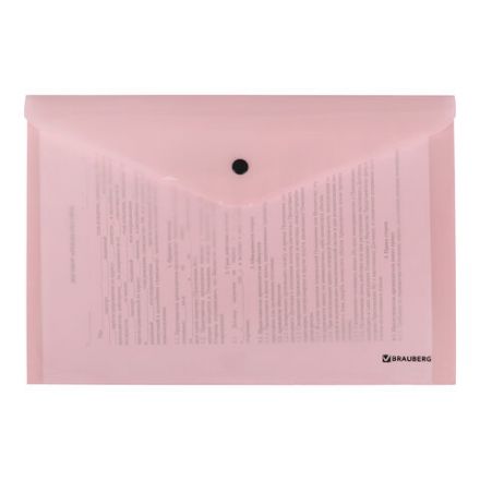 Папка-конверт с кнопкой BRAUBERG "Pastel", А4, до 100 листов, непрозрачная, персиковая, 0,18 мм, 270476 Папка-конверт с кнопкой BRAUBERG "Pastel", А4, до 100 листов, непрозрачная, персиковая, 0,18 мм, 270476