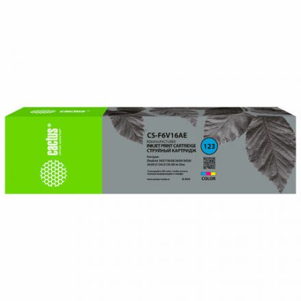 Картридж струйный CACTUS (CS-F6V16AE) для HP Deskjet 2130/2134/2630/3637/3638/3630/3639, цветной Картридж струйный CACTUS (CS-F6V16AE) для HP Deskjet 2130/2134/2630/3637/3638/3630/3639, цветной