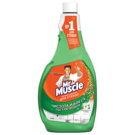 Средство для мытья стекол и зеркал (сменный флакон) 530 мл, МИСТЕР МУСКУЛ "Утренняя роса" Средство для мытья стекол и зеркал (сменный флакон) 530 мл, МИСТЕР МУСКУЛ "Утренняя роса"
