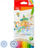 Карандаши цветные Deli EC128-12,флуоресцент,грифель 3.0мм, дерево, 12цв/наб Карандаши цветные Deli EC128-12,флуоресцент,грифель 3.0мм, дерево, 12цв/наб